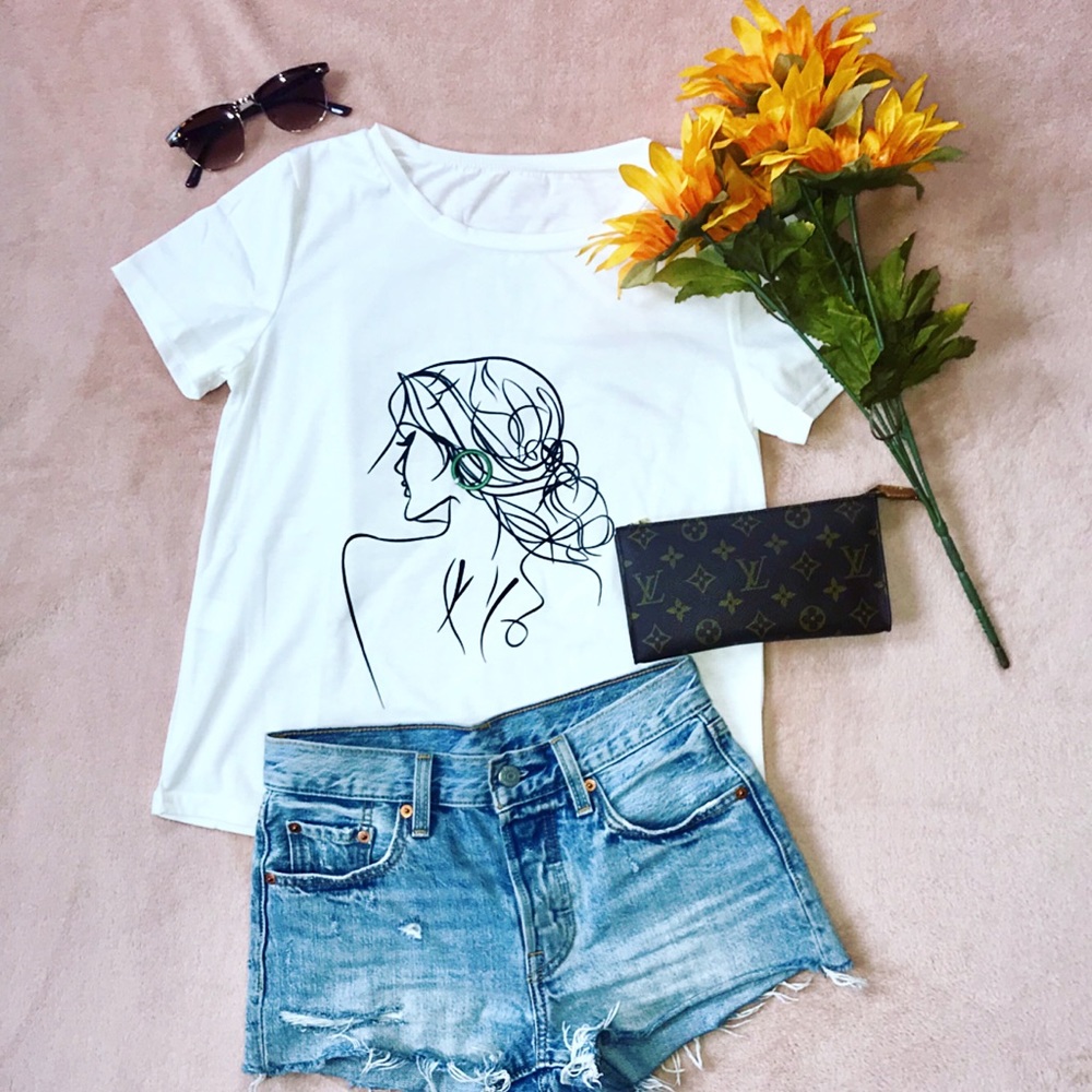 White figure print graphic tee - Picture 2 of 2